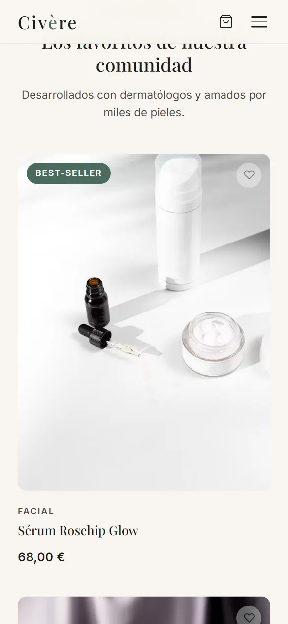 Móvil: productos favoritos de la home