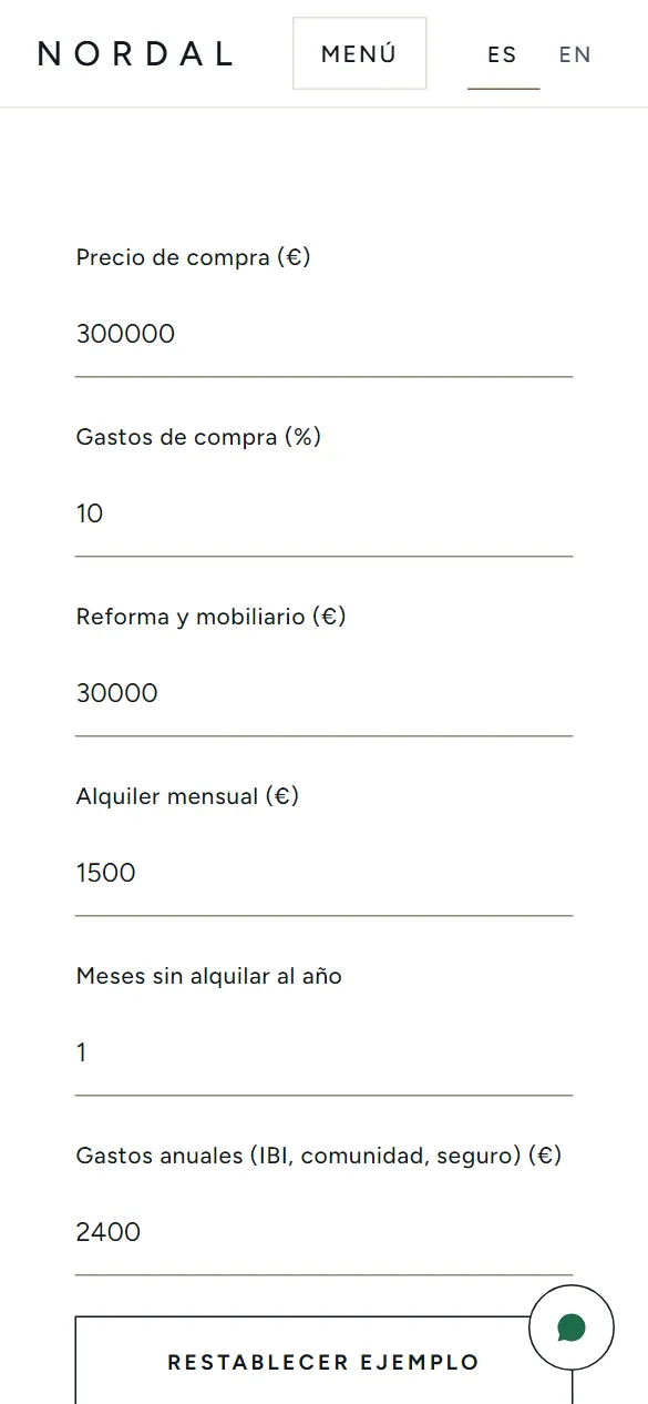 Móvil: calculadora de rentabilidad